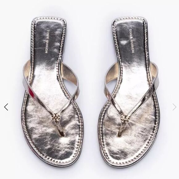 Tory Burch Metallic Leather Thong Sandals - Picture 1 of 5